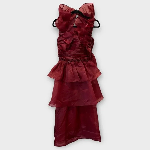 open lace back dress Emerys Pleated Midi Dress